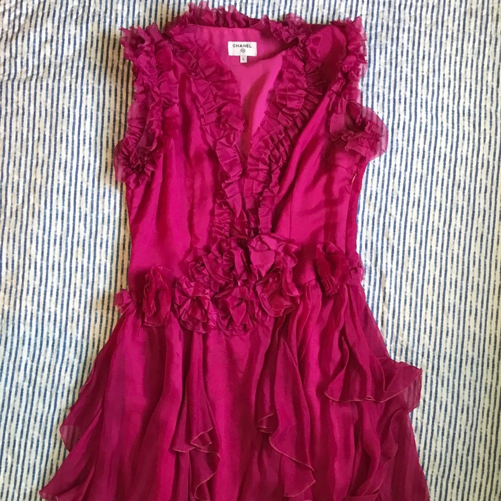 Chanel silk ruffle dress